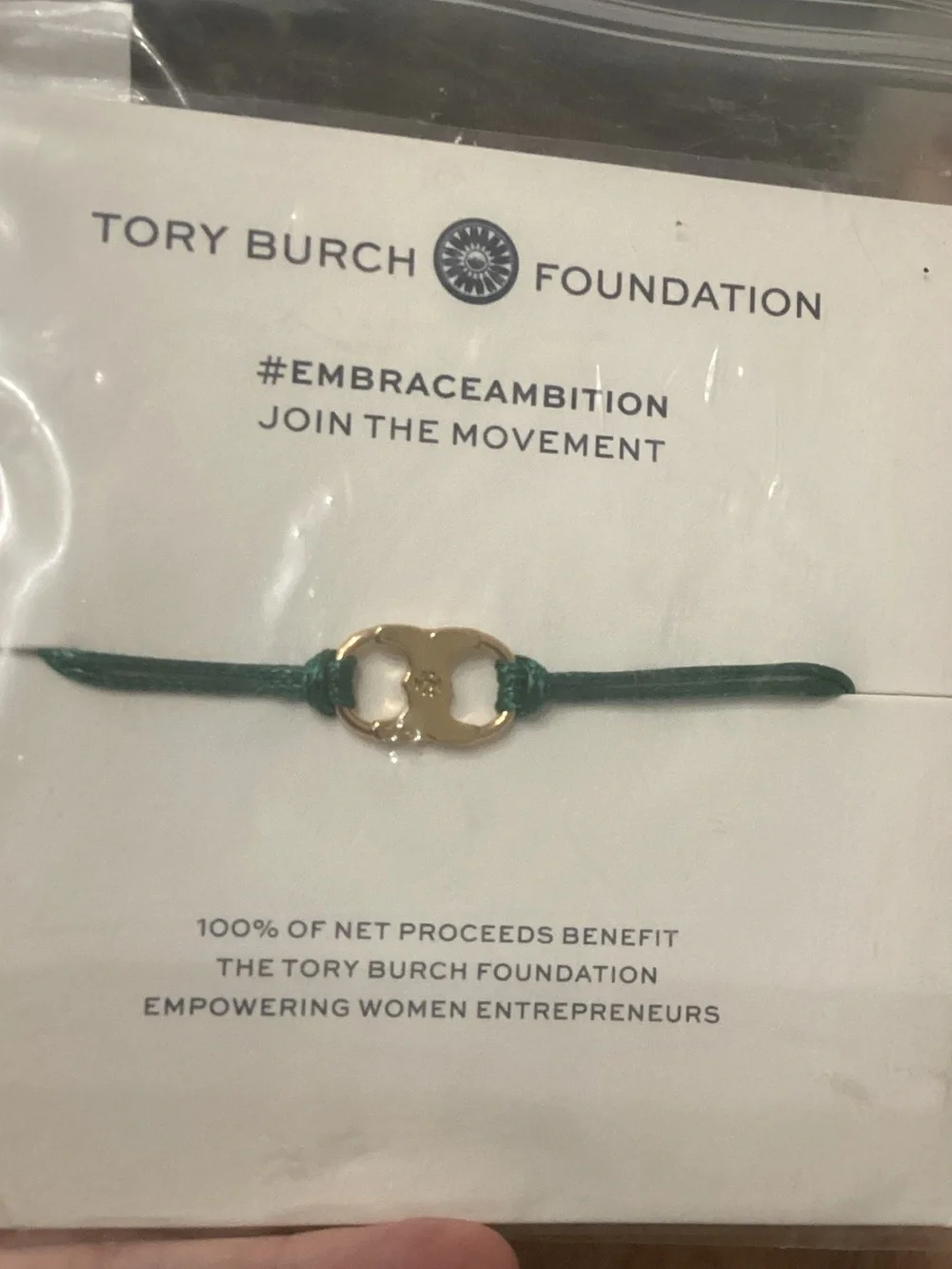 Tory Burch Green Leather Logo Bracelet “Embraceambition”